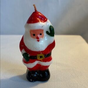 Vintage Santa Claus wax candle 3" unused Christmas holidays decor collectible
